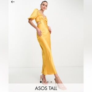 NWT ASOS DESIGN Tall satin milkmaid lace trim maxi dress